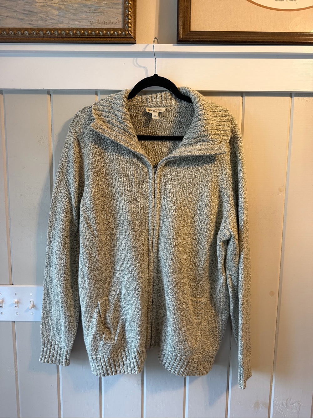 NWOT St. John's Bay Women’s Light Green Zip-Up Textured Sweater, Size 2X